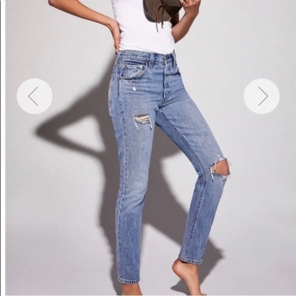 Levi's Premium distressed jeans 501 skinny blue - Picture 2 of 15